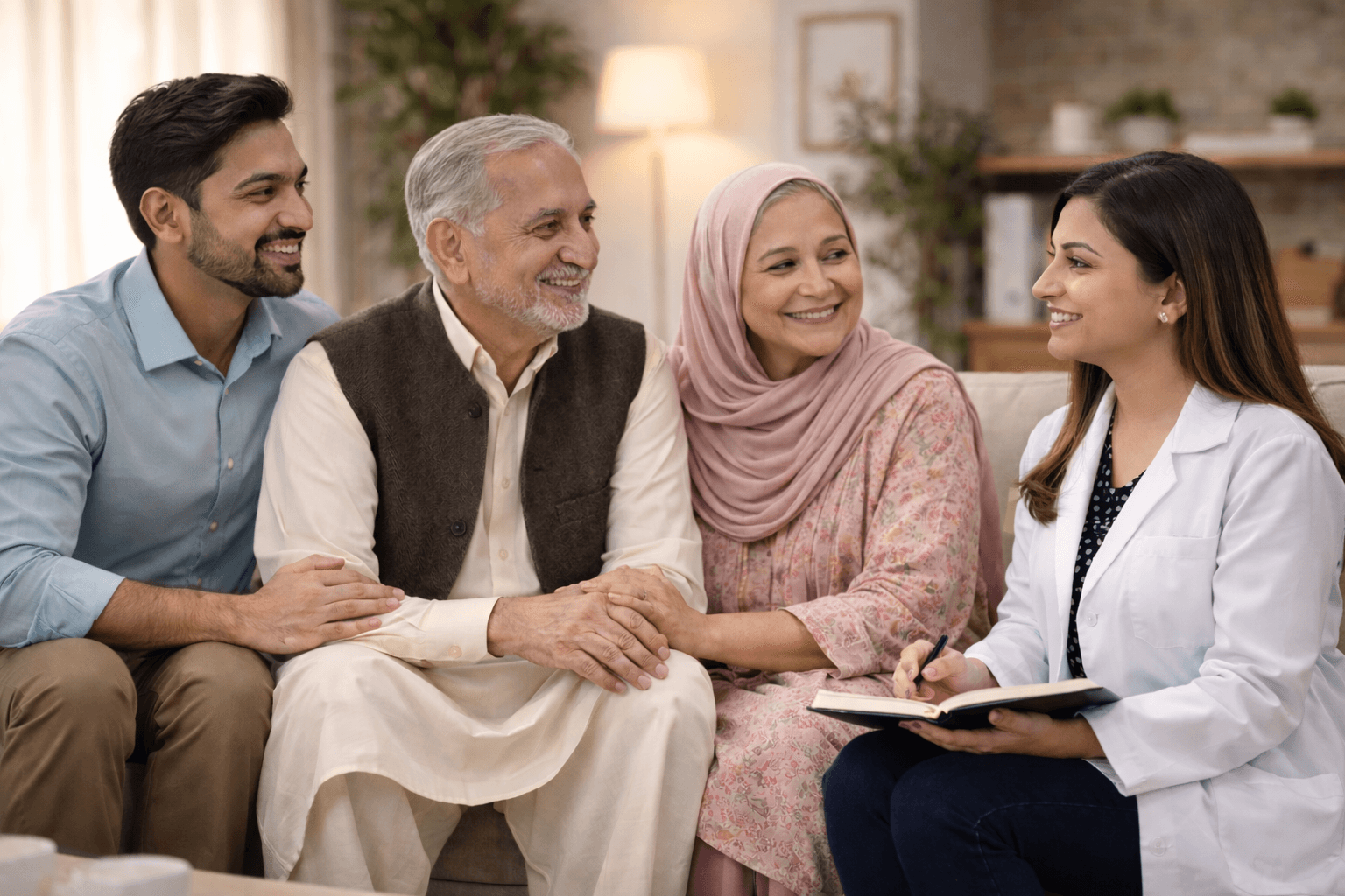 Senior patient receiving home care