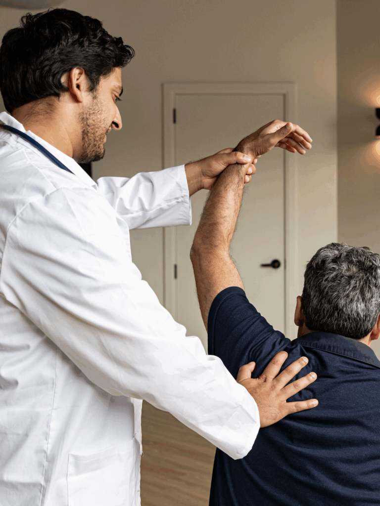 human-healthcare.com's top doctor evaluation a patient at home in Karachi